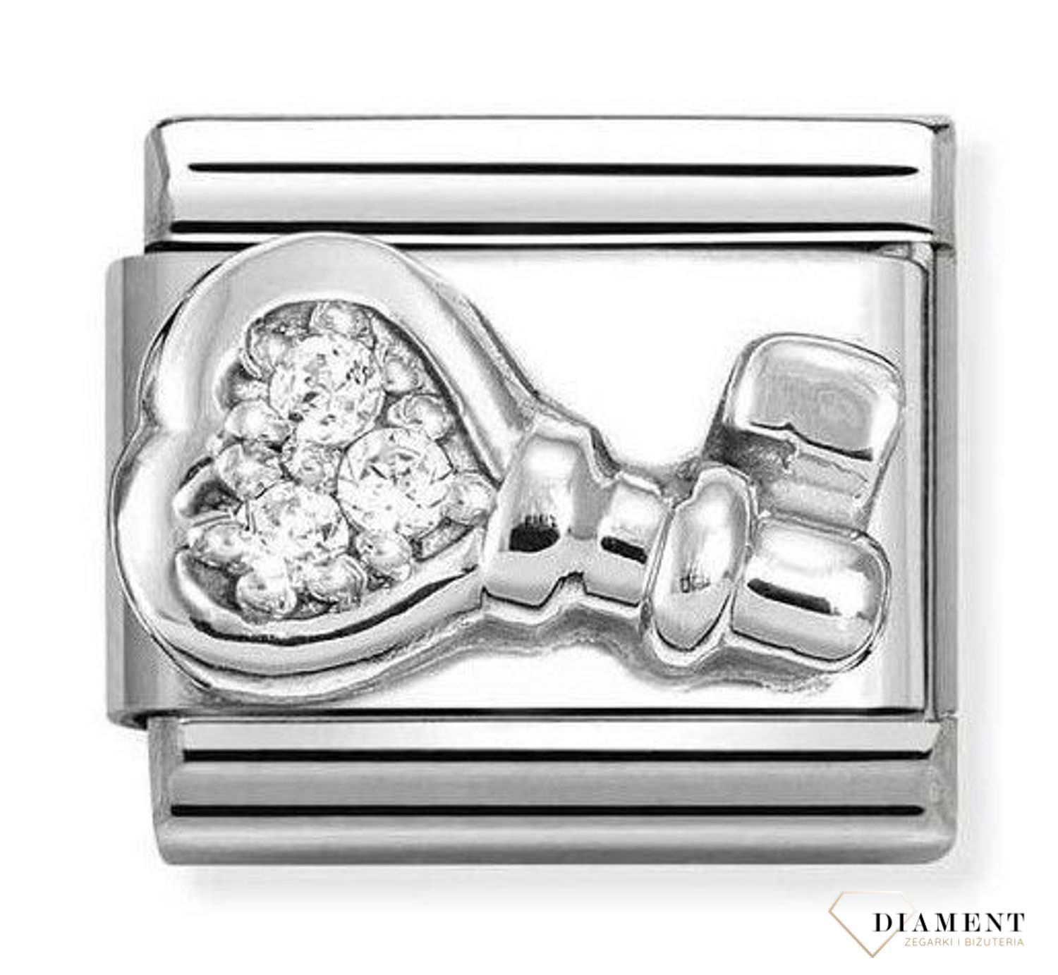 Charms NOMINATION  Klucz z cyrkoniami 330304 48 to niezwykły dodatek do bransoletki Nomination Italy, który symbolizuje możliwość otwierania serca i umysłu na nowe możliwości i doznania.  (2).jpg